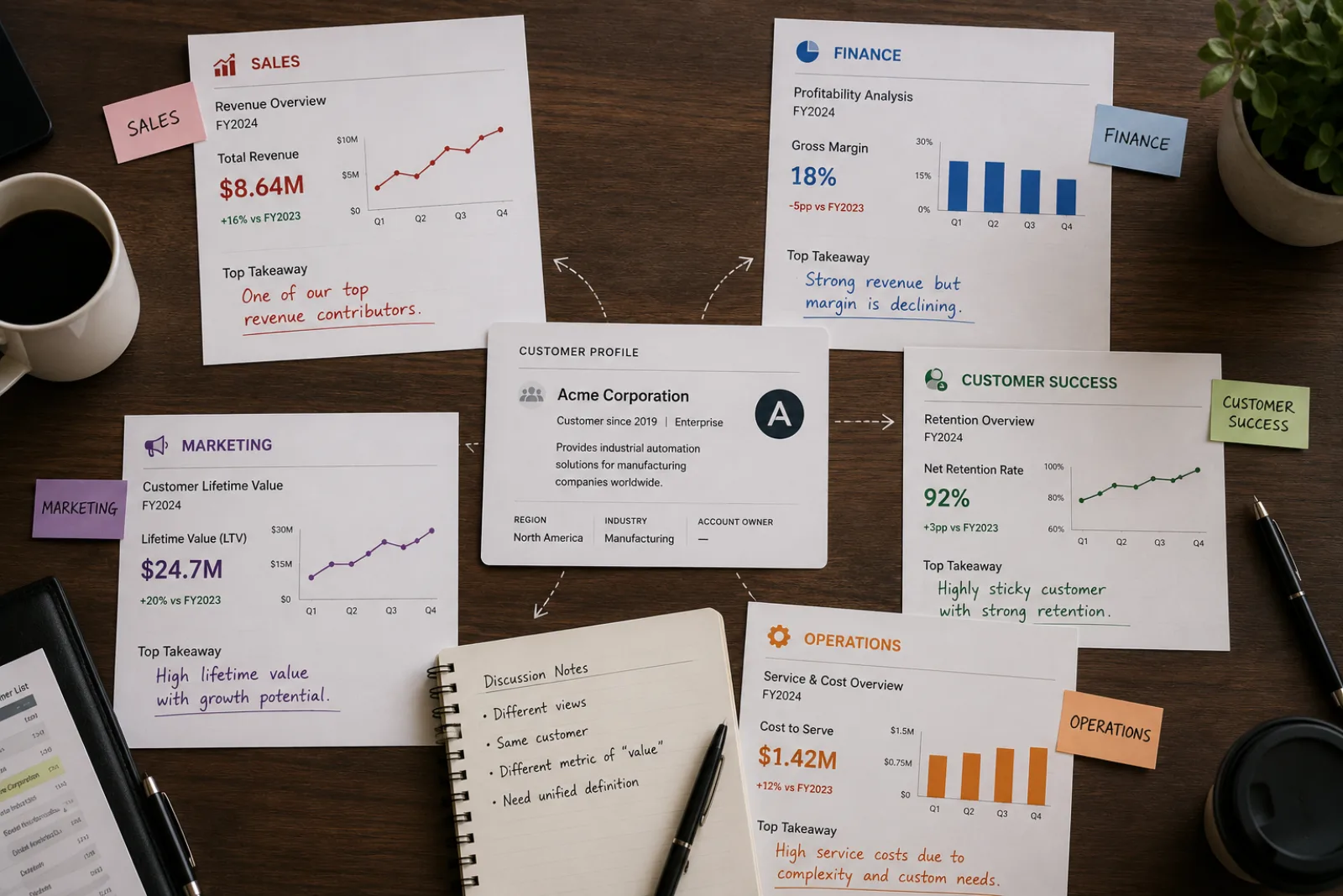 Different departments defining customer value